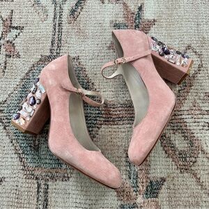 Bettye Muller Light Pink Beaded Heels sz 9.5